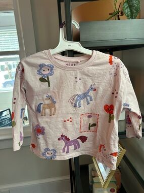 next Light Pink Unicorn & Floral Long Sleeve Tee